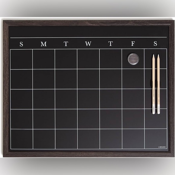 Magnetic Chalk Calendar Board 20"x16" Rustic Wood Style Frame - Picture 1 of 9